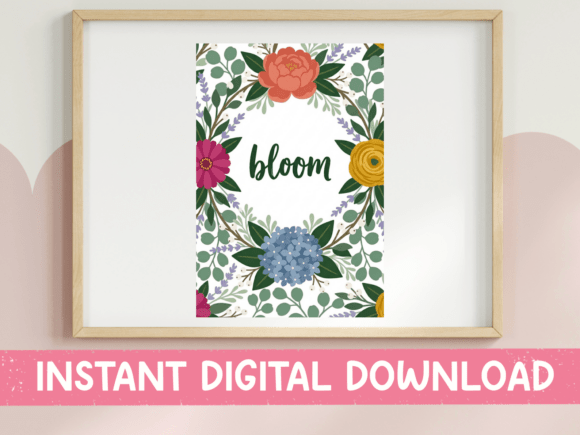 Download Bloom Floral Wreath Typography Print - Wreath Collection