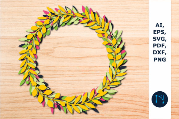 Download Paper Cut 3d Leaf Wreath SVG for Decor - Wreath Collection