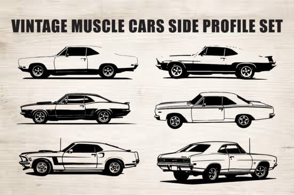Download Classic Muscle Car Silhouette Set - Premium Resources