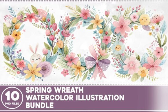 Download Spring Wreath Watercolor Bundle - Wreath Collection